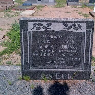 ECK Gideon Jacobus, van 1896-1968 &amp; Jacoba Johanna VAN DRIEL 1896-1963
