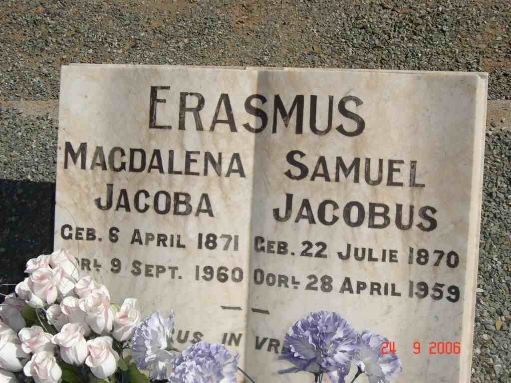 ERASMUS Samuel Jacobus 1870-1959 &amp; Magdalena Jacoba 1871-1960