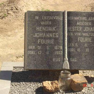 FOURIE Hendrik Johannes 1879-1937 &amp; Hester Johanna VON WALTZLEBEN 1897-1918