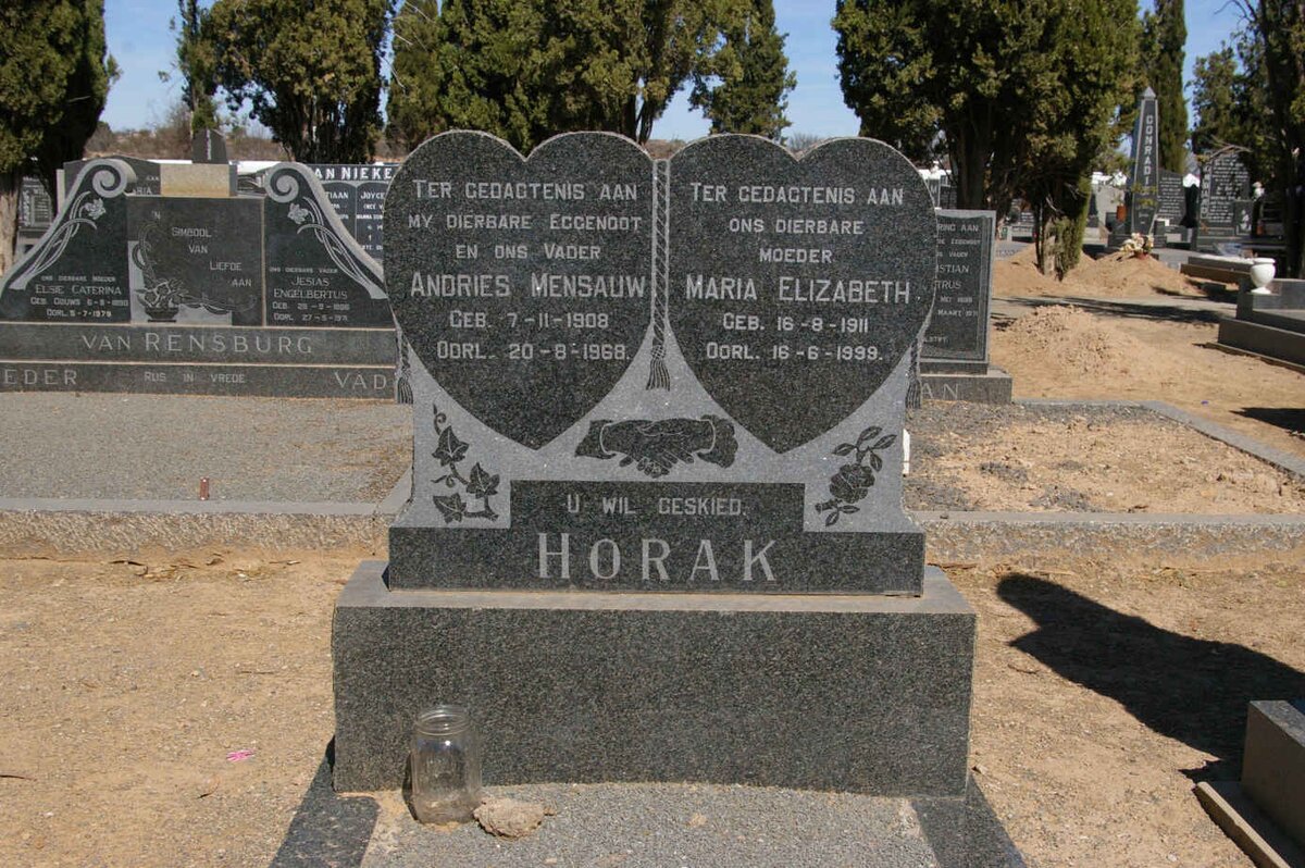 HORAK Andries Mensauw 1908-1968 &amp; Maria Elizabeth 1911-1999