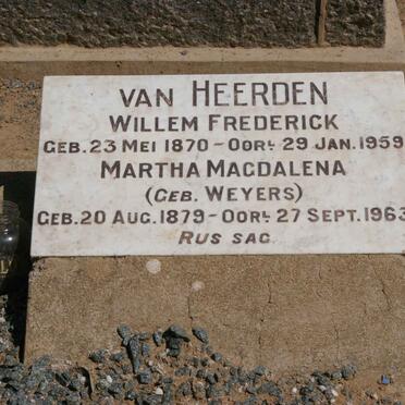 HEERDEN Willem Frederick, van 1870-1959 &amp; Martha Magdalena WEYERS 1879-1963