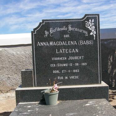 LATEGAN Anna Magdalena voorheen JOUBERT nee GOUWS 1921-1993