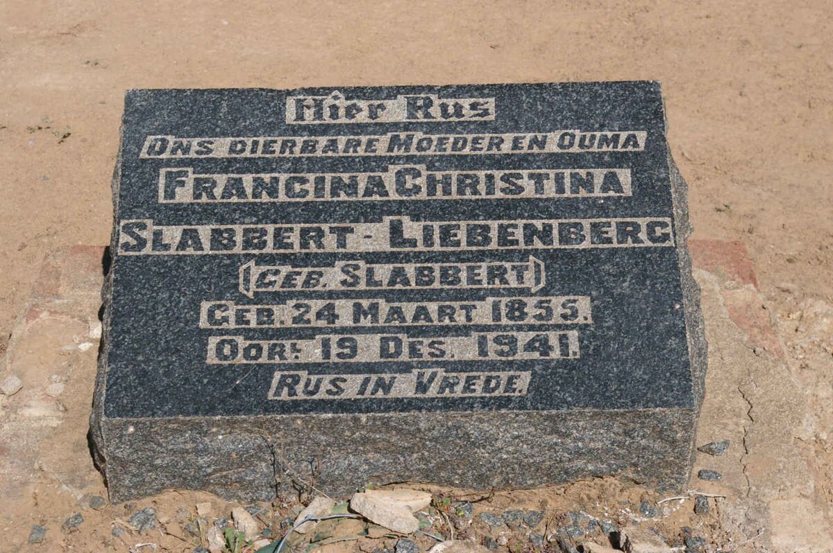 LIEBENBERG Francina Christina nee SLABBERT 1855-1941