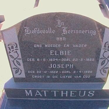 MATTHEUS Joseph 1922-1986 &amp; Elbie 1934-1985