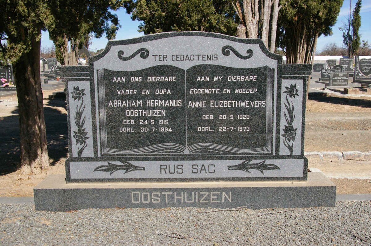 OOSTHUIZEN Abraham Hermanus 1915-1994 &amp; Annie Elizabeth WEYERS 1920-1973
