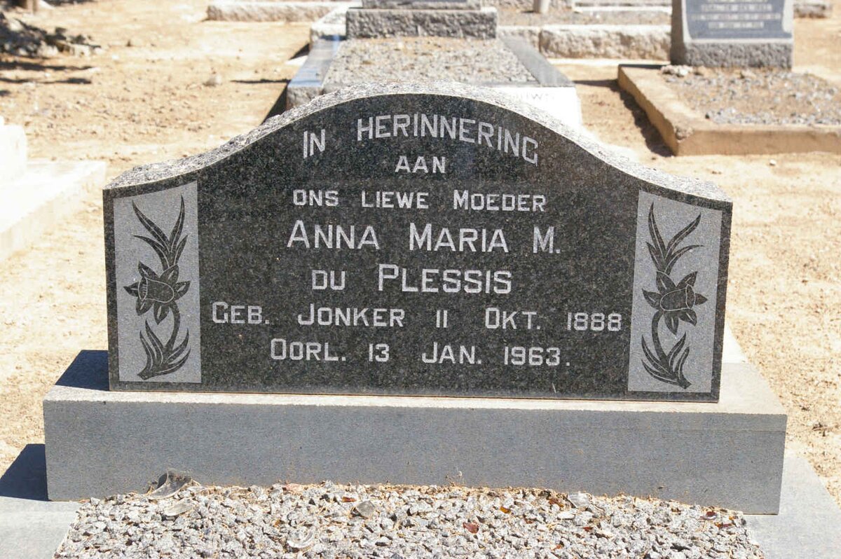PLESSIS Anna Maria M., du nee JONKER 1888-1963