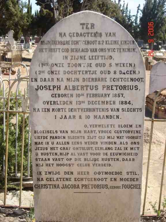 PRETORIUS Joseph Albertus 1857-1884 :: PRETORIUS Seuntjie :: PRETORIUS Dogtertjie