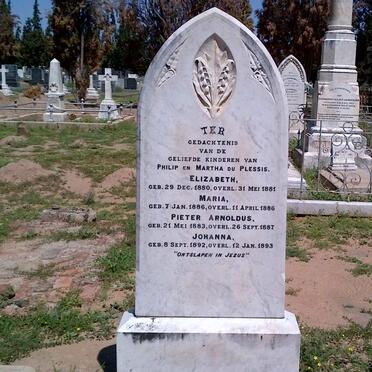 PLESSIS Pieter Arnoldus, du 1883-1887 :: PLESSIS Elizabeth, du 1880-1881