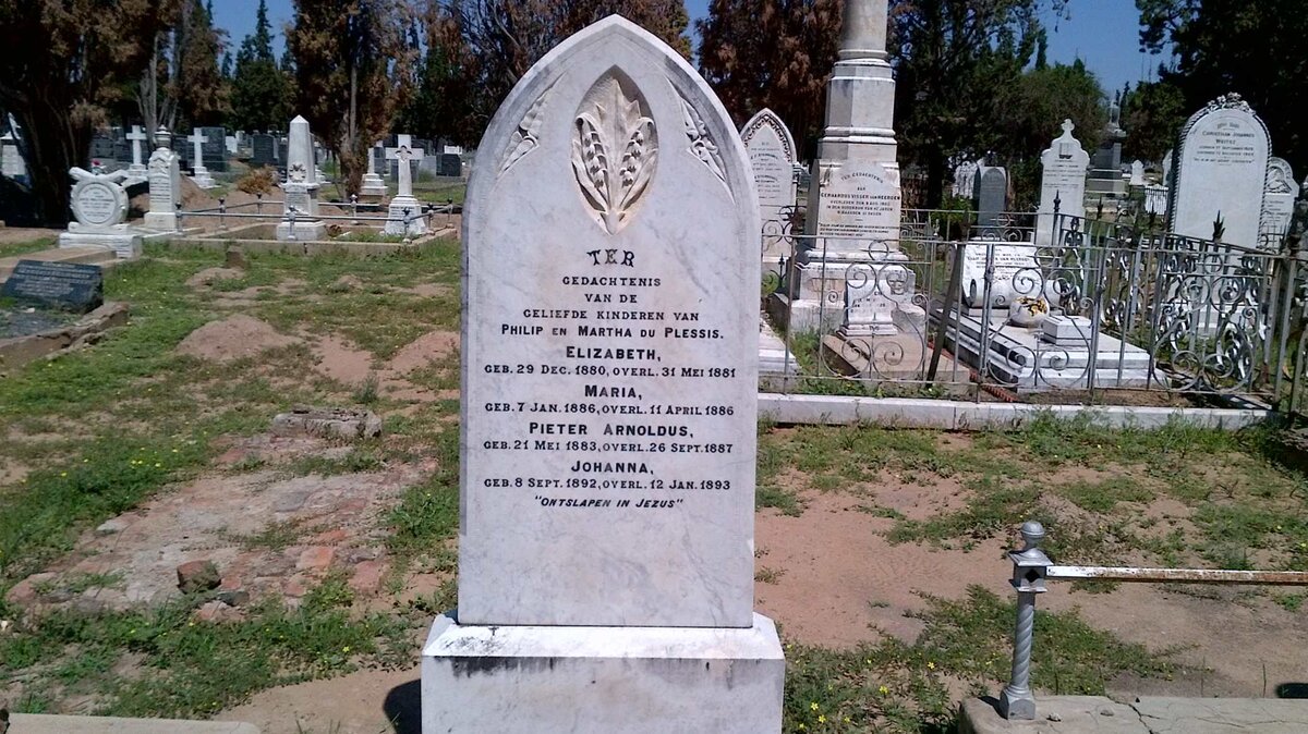 PLESSIS Pieter Arnoldus, du 1883-1887 :: PLESSIS Elizabeth, du 1880-1881