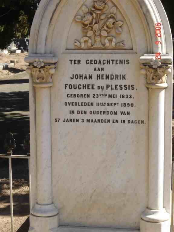 PLESSIS Johan Hendrik Fouchee, du 1833-1890
