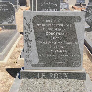 ROUX Dorothea, le nee JANSE VAN RENSBURG 1927-1988