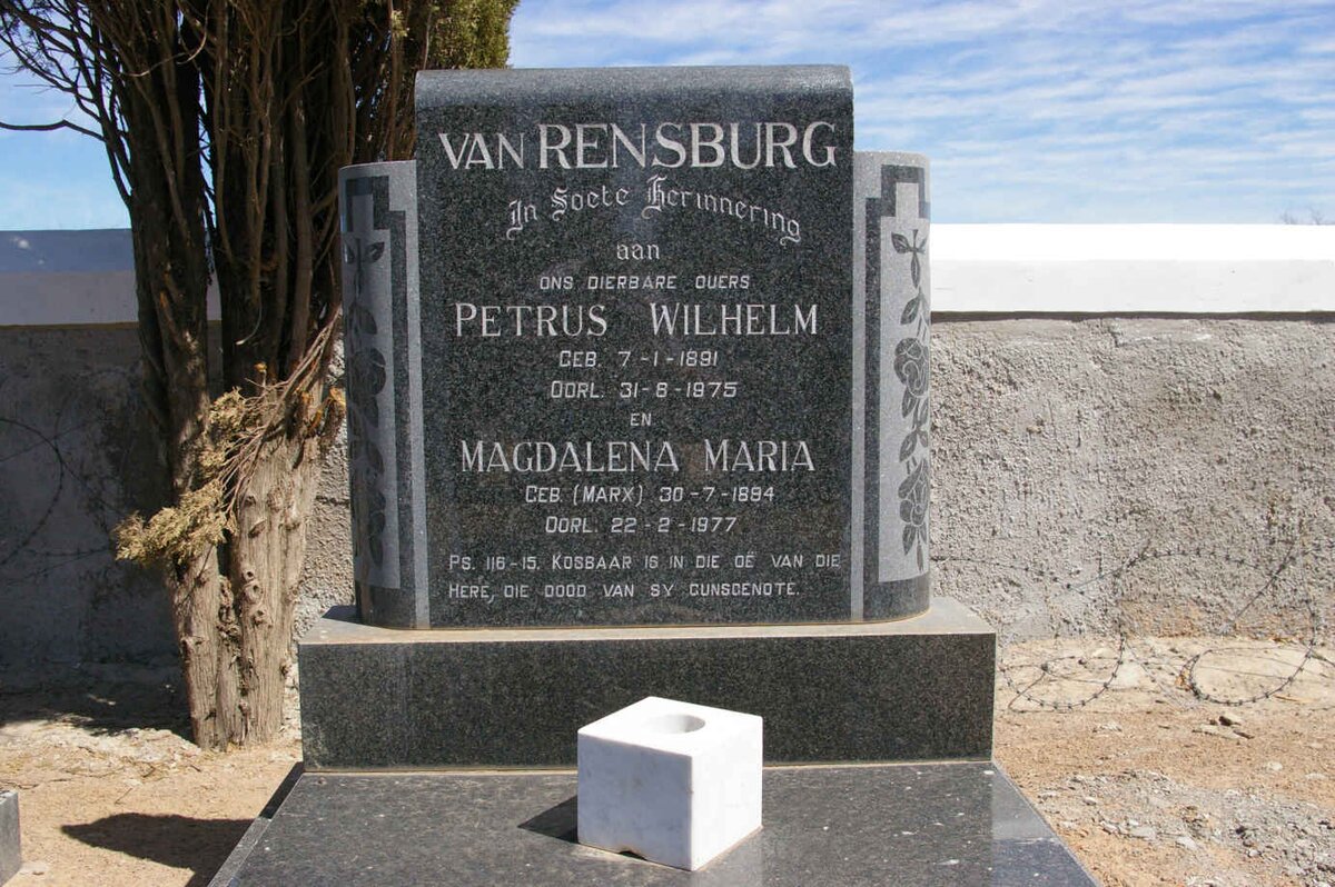RENSBURG Petrus Wilhelm, van 1891-1975 &amp; Magdalena Maria MARX 1894-1977