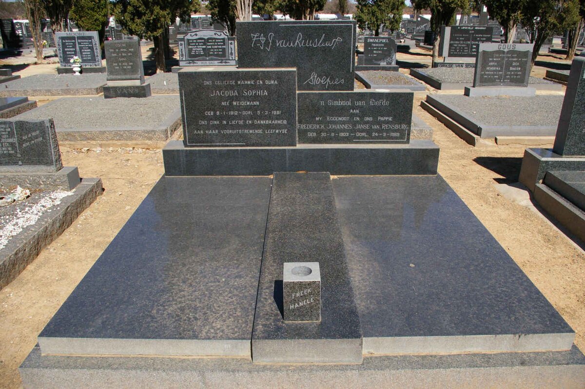 RENSBURG Frederick Johannes, Janse van 1903-1969 &amp; Jacoba Sophia WEIDEMAN 1912-1981