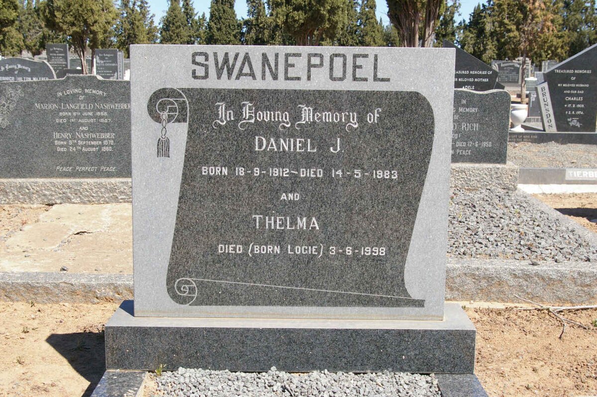 SWANEPOEL Daniel J. 1912-1983 &amp; Thelma LOGIE -1998