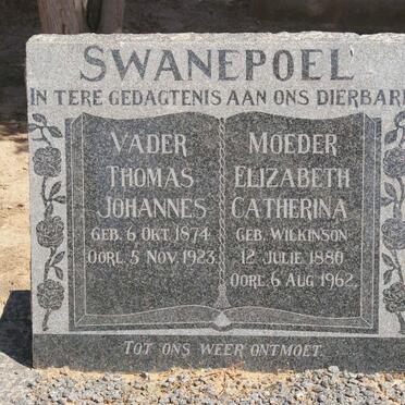 SWANEPOEL Thomas Johannes 1874-1923 &amp; Elizabeth Catherina WILKINSON 1880-1962