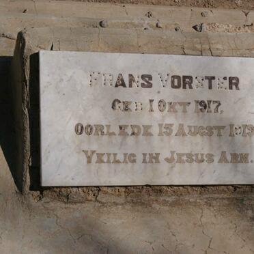 VORSTER Frans 1917-1919