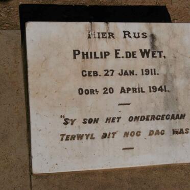 WET Philip E., de 1911-1941