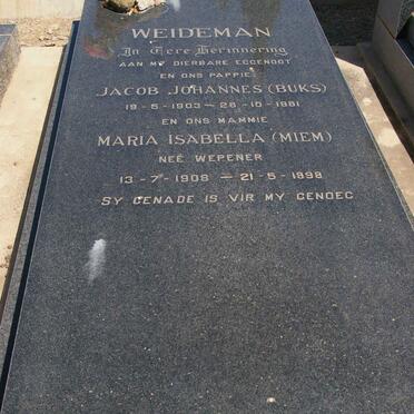 WEIDEMAN Jacob Johannes 1903-1981 &amp; Maria Isabella WEPENER 1908-1998