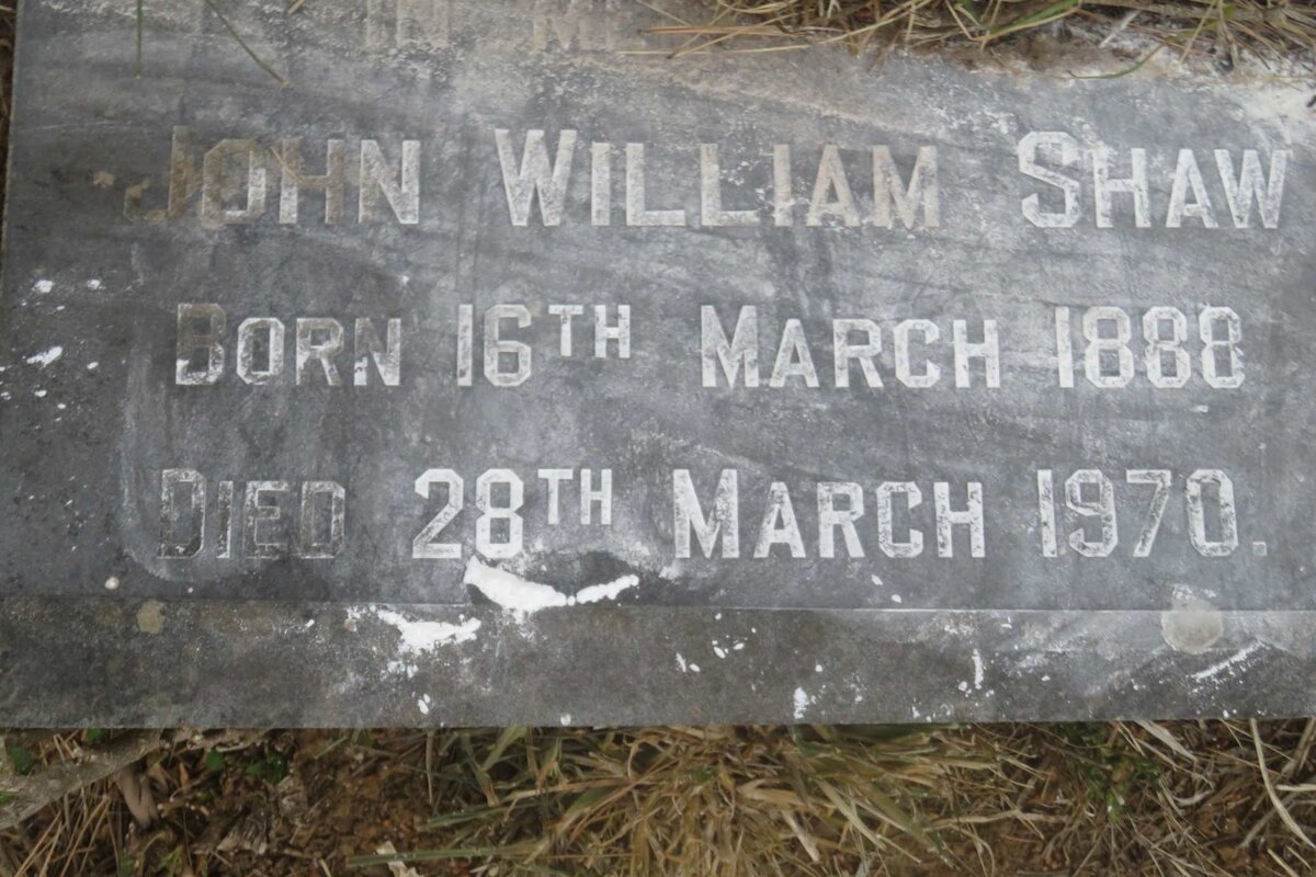 SHAW John William 1888-1970