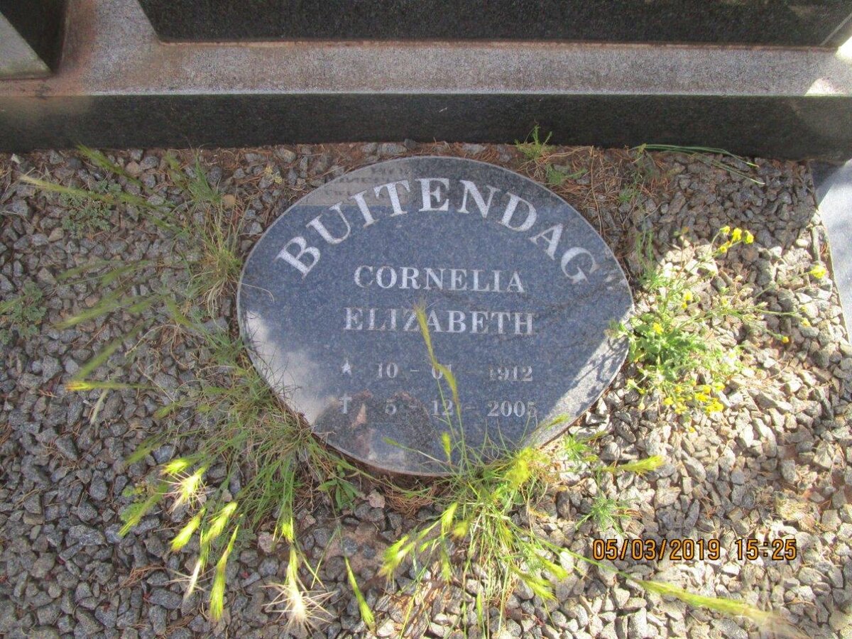 BUITENDAG Willem Andries Van Der Merwe 1913-1969 &amp; Cornelia Elizabeth YEATS 1912-2005