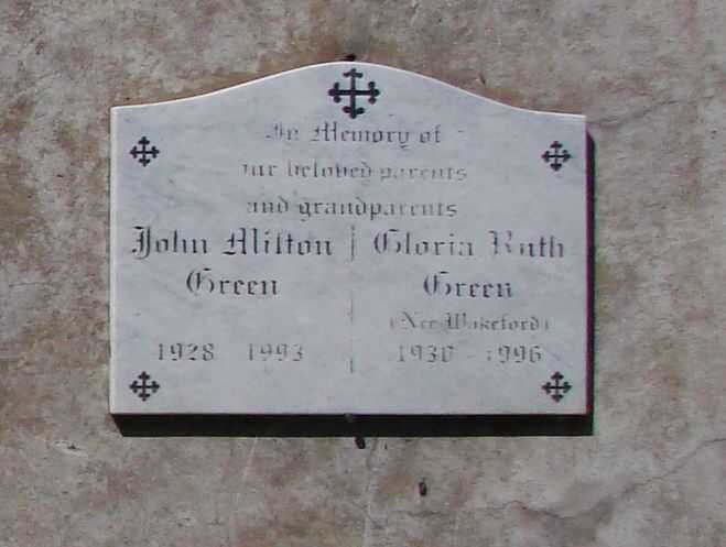 GREEN John Hilton 1928-1993 &amp; Gloria Ruth WAKEFORD 1930-1996