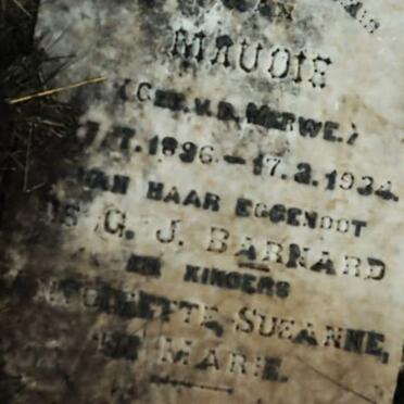 BARNARD Maudie nee v.d. MERWE 1896-1934