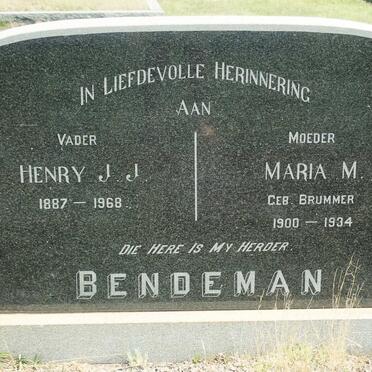 BENDEMAN Henry J.J. 1887-1968 &amp; Maria M. BRUMMER 1900-1934