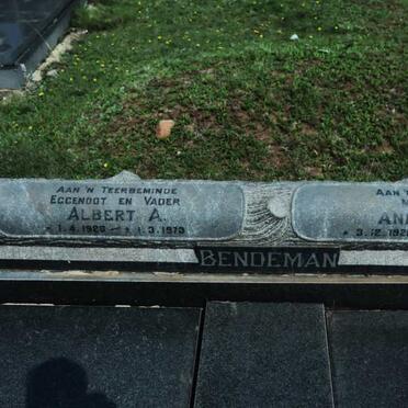 BENDEMAN Albert A. 1920-1973 &amp; Anna J.S. 1928-
