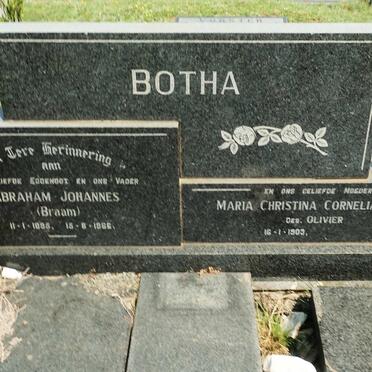 BOTHA Abraham Johannes 1895-1966 &amp; Maria Christina Cornelia OLIVIER 1903-1979
