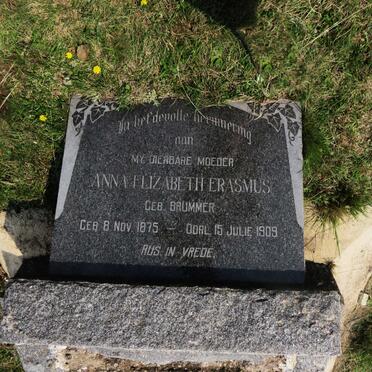 ERASMUS Anna Elizabeth nee BRUMMER 1875-1909