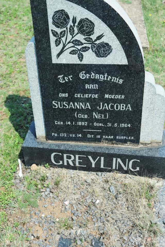 GREYLING Susanna Jacoba nee NEL 1892-1964