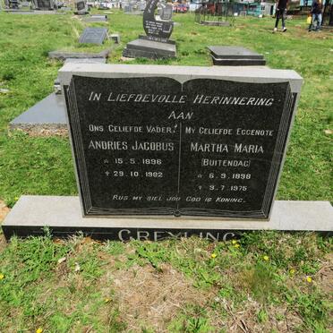 GREYLING Andries Jacobus 1896-1982 &amp; Martha Maria BUITENDAG 1898-1975