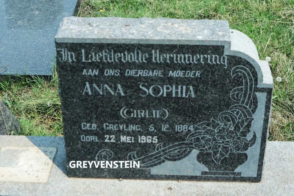 GREYVENSTEIN Anna Sophia nee GREYLING 1884-1965