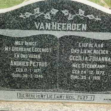 HEERDEN Andries Petrus, van 1871-1945 &amp; Cecilia Johanna STEENKAMP 1872-1951