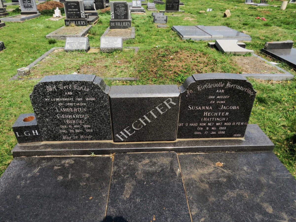 HECHTER Lambertus Gerhardus 1896-1958 &amp; Susanna Jacoba HATTINGH 1903-1996