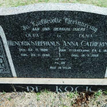 KOCK Hendrik Stephanus, de 1886-1940 &amp; Anna Catherina STEENEKAMP 1891-1958