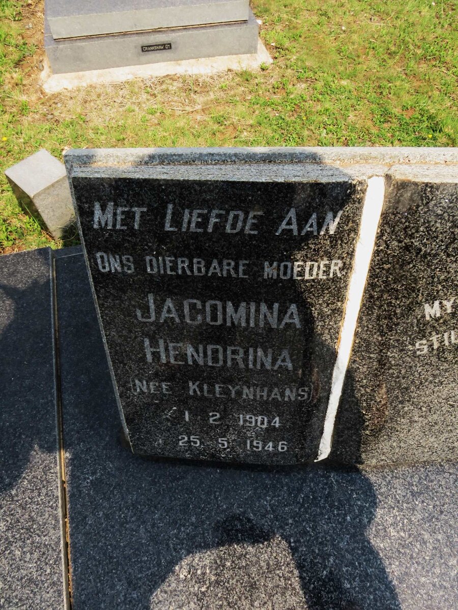 KLERK Jacomina Hendrina, de nee KLEYNHANS 1904-1946