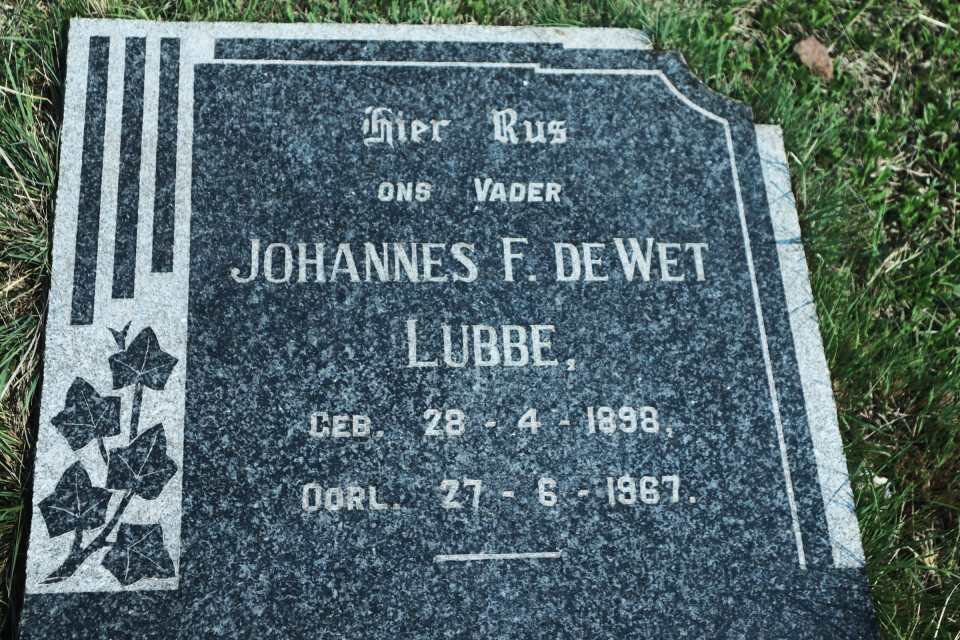 LUBBE Johannes F. de Wet 1898-1967
