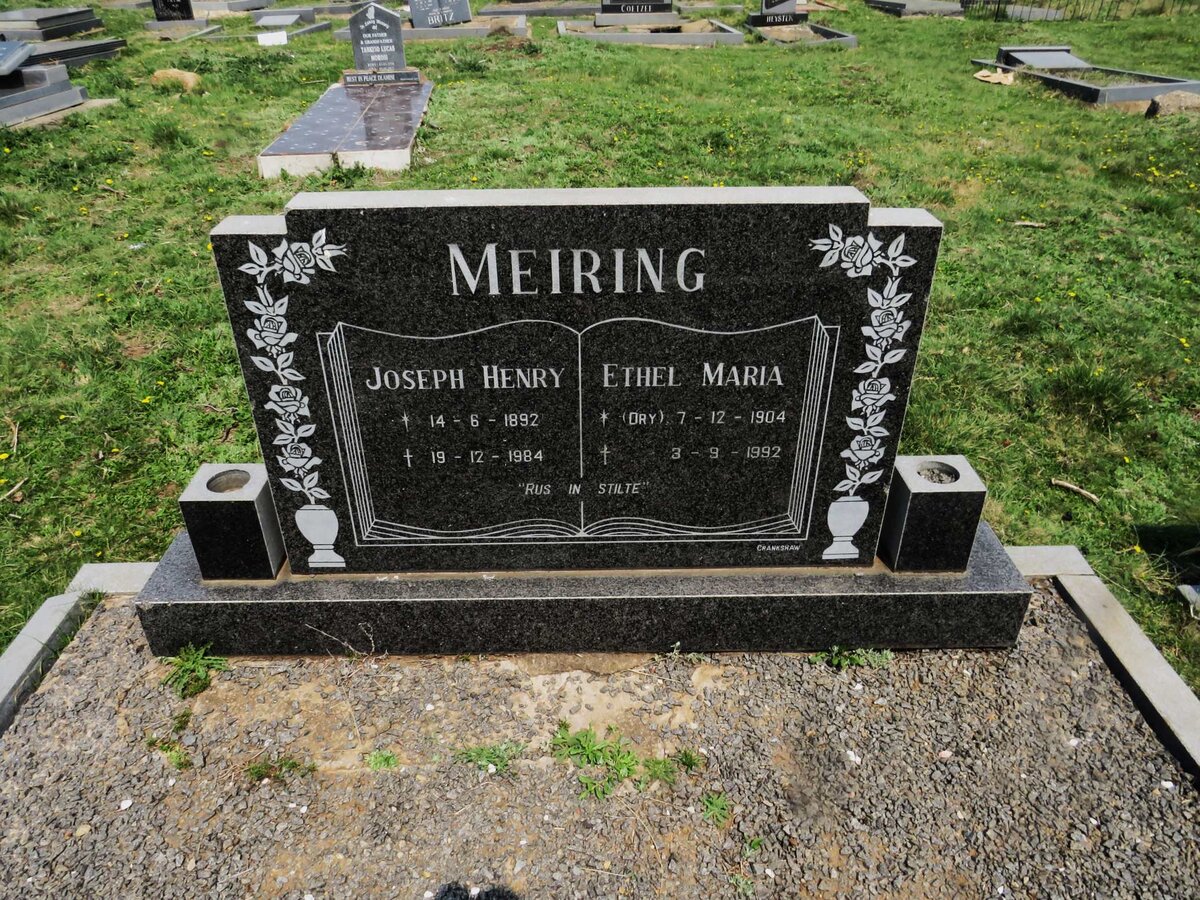 MEIRING Joseph Henry 1892-1984 &amp; Ethel Maria DRY 1904-1992