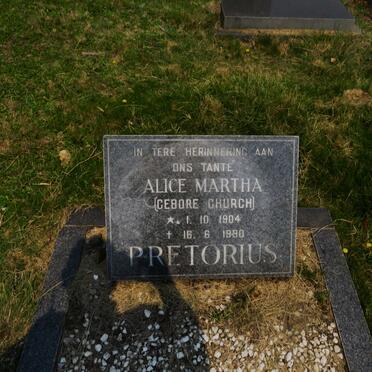 PRETORIUS Alice Martha nee CHURCH 1904-1980