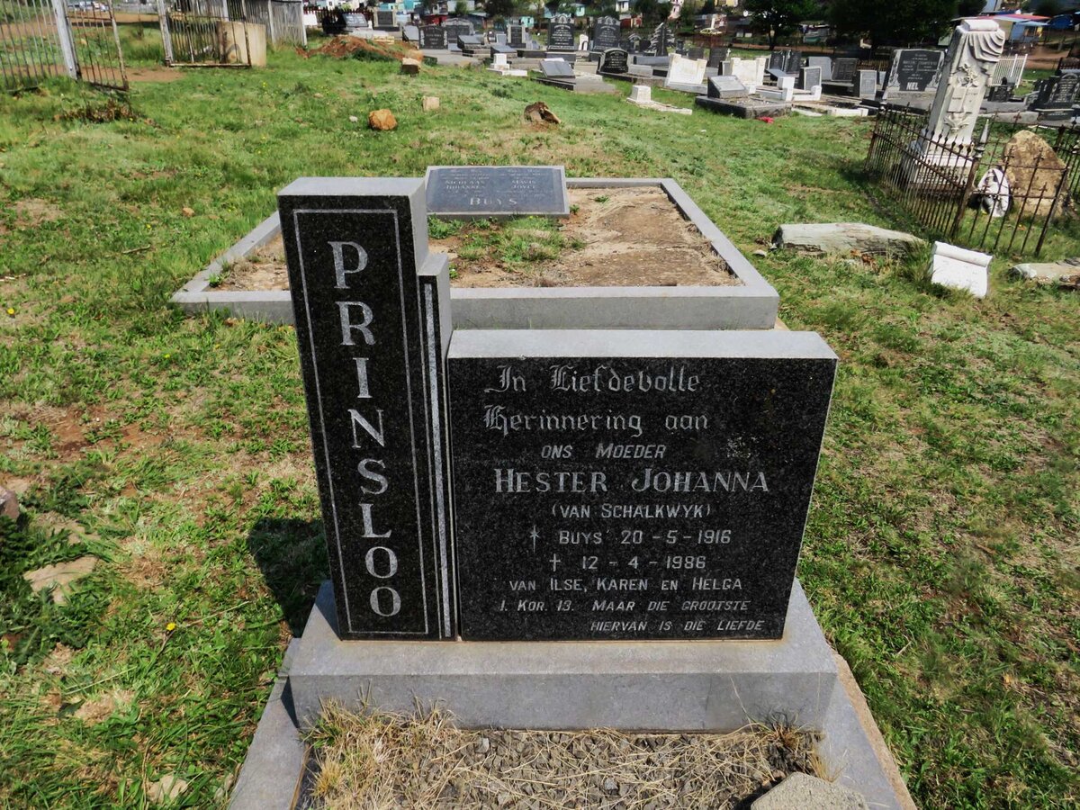 PRINSLOO Hester Johanna voorheen VAN SCHALKWYK nee BUYS 1916-1986
