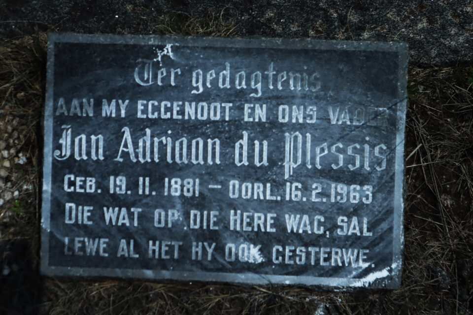 PLESSIS Jan Adriaan, du 1881-1963