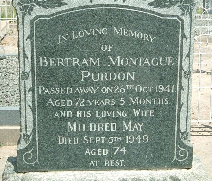 PURDON Bertram Montague -1941 &amp; Mildred May -1949