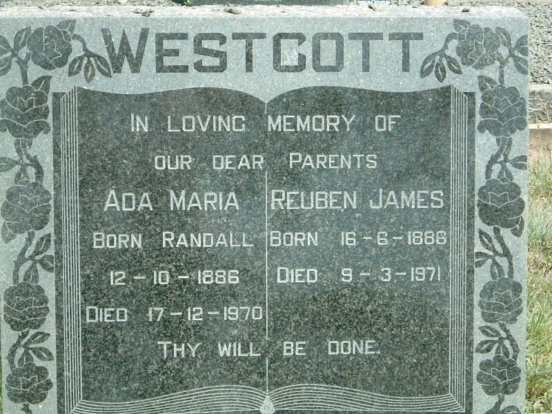 WESTCOTT Reuben James 1886-1971 &amp; Ada Maria RANDALL 1886-1970