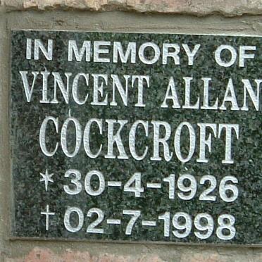 COCKCROFT Vincent Allan 1926-1998