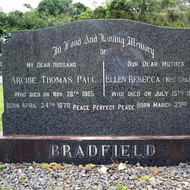 BRADFIELD Archie Thomas Paul 1878-1965 &amp; Ellen Rebecca SPARROW 1879-1976