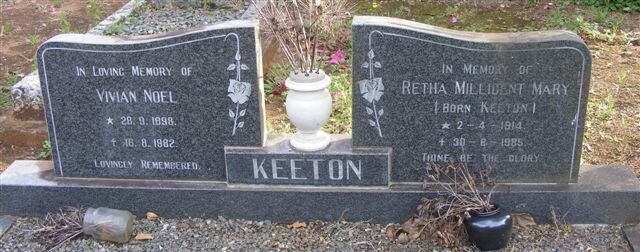 KEETON Vivian Noel 1898-1982 &amp; Retha Millicent Mary KEETON 1914-1985