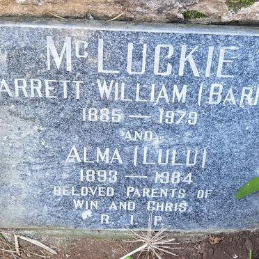 MCLUCKIE Barrett William 1885-1979 & Alma 1893-1984