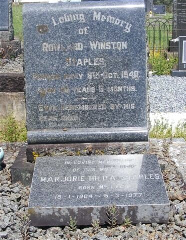 STAPLES Rowland Winston -1940 &amp; Marjorie Hilda Mc LEOD 1904-1977
