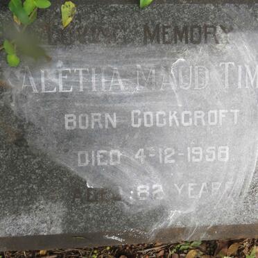 TIMM Aletha Maud nee COCKROFT -1958